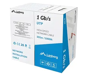 Lanberg UTP-Kabel, roter Draht / Netzwerkkabel / CCA / 305 m / 250 MHz / 1 Gbit/s