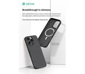 Devia Kevlar Magnetische iPhone 16 PLUS Hülle, schwarz