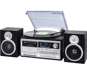 Trevi TT1072 DAB schwarz / Plattenspieler mit Radio und CD-Player / 33, 45 und 78 U/min / FM/AM/DAB+ / Bluetooth/USB