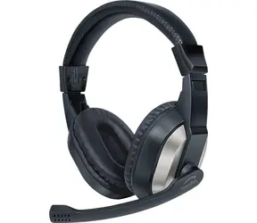 Speed Link THEBE Stereo-Headset schwarz / Kopfhörer mit Mikrofon / Kopfbügel-Kopfhörer / Faltbares Mikrofon / Inline-Steuerung
