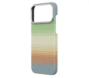 Comma Kevlar-Schutzhülle für Apple iPhone 17 Pro, Grün-Orange-Hell / Schutzhülle / Gewebtes Kevlar / Magnetisch / Stoßfest