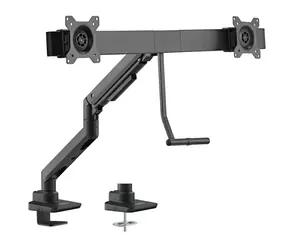 Goobay Office schwarz / Tischhalterung für zwei Monitore / 17-32 Zoll / VESA 75x75 und 100x100 mm / Tragkraft 2×9 kg