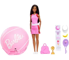 Mattel JMY56 Barbie Team Roll & Reveal Tennisspielerin / Puppe / Pop-up-Mechanismus / 5-12 Jahre
