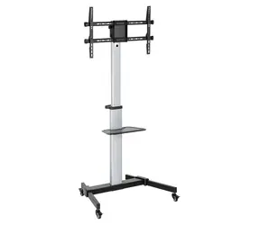 Sbox FS-444 schwarz-silber / Bodenhalterung für Fernseher / 37-86 Zoll / VESA 200x200-600x400 / bis 50 kg / neigbar