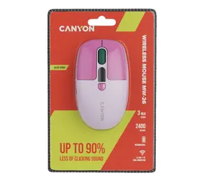 Canyon MW-26 pink / Kabellose Maus / LCD-Display / Leises Klicken / Dual-Modus