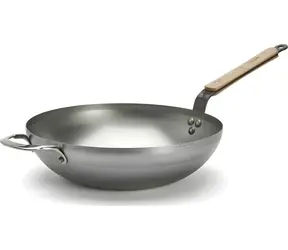 De Buyer Wokpfanne Mineral B Bois / Stahl / Holzgriff / 32 cm