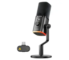 Maono PD100W schwarz / Dynamisches Mikrofon / USB-C / 2,4 GHz / 50-16000 Hz / RGB
