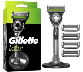 Gillette Labs Silber / Rasierer / 5 Klingen / Ständer