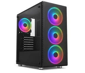 1stCool Rainbow 4 schwarz / PC-Gehäuse / Midi-Tower / ATX / 650W 88+ Netzteil / 4X 120mm Lüfter / transparente Seitenwand
