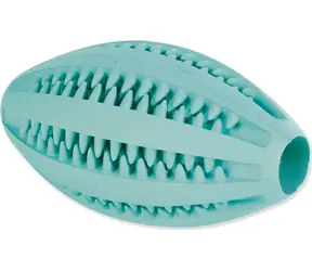 TRIXIE DentaFun Rugby Minzspielzeug 11 cm / Gummi / Mit Minzgeschmack / Für kleine und mittelgroße Hunde