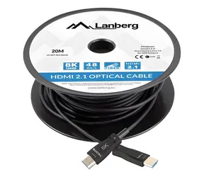 Lanberg CA-HDMI-30FB-0200-BK schwarz / Optisches HDMI-Kabel / AOC / HDMI 2.1 / 20 m / 8K
