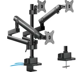 Maclean MC-811 schwarz / Tischhalterung für drei Monitore / 17-27 Zoll / VESA 75x75-100x100 / Tragkraft 21 kg / 2x USB 3.2