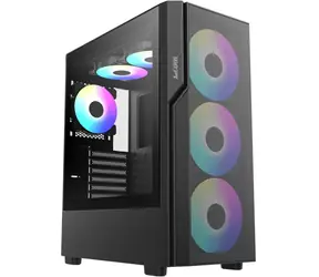1stCool GAMER 5 schwarz / PC-Gehäuse / Midi-Tower / Gehärtetes Glas / USB-C / 2x 140 mm + 1x 120 mm ARGB / Ohne Netzteil