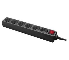 LogiLink LPS202B schwarz / Steckdosenleiste / 6 Steckdosen / 3500 W / 1,4 m / Schalter