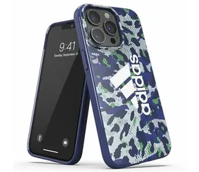 Adidas Snap Case Leopard blau / Hülle / für Apple iPhone 13, 13 Pro / Leopardenmuster