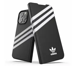 Adidas OR Booklet Hülle aus PU für iPhone 13 Pro, schwarz/weiß / Buchhülle / kompatibel mit iPhone 13