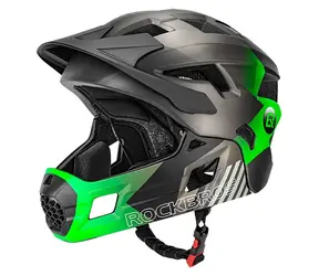ROCKBROS Kinderfahrradhelm TS-61 grün / Größe M (54-57 cm) / Abnehmbarer Kinnriemen