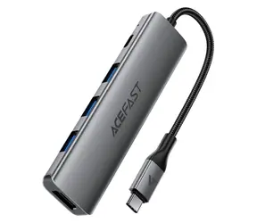 Acefast J16 grau / Dockingstation / USB-C / 5-in-1 / HDMI 4K 60Hz / PD 90W
