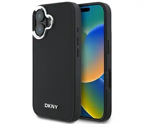 DKNY Plain Silver Logo MagSafe schwarz / Rückseite / Apple iPhone 16 / MagSafe