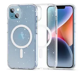 Tech-Protect FlexAir Hybrid iPhone 13/14 transparent mit Glitzer / Schutzhülle / MagSafe