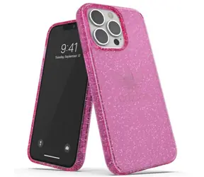 Adidas OR Klarsichthülle mit Glitzerpink / Schutzhülle / für Apple iPhone 13 Pro, iPhone 13 / Transparent, Glitzer