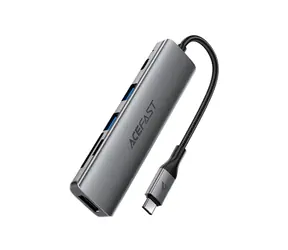 Acefast J18 grau / Dockingstation / USB-C / 6-in-1 / HDMI 4K 60Hz / PD 90W