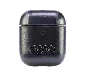 Audi Lederhülle mit Big Logo für Apple AirPods (1. und 2. Generation), schwarz / Hülle / Leder