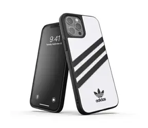 Adidas OR Schutzhülle aus PU-Leder für Apple iPhone 12 Pro Max, weiß-schwarz / Schutzhülle / PU-Leder