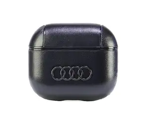 Audi Lederhülle mit Big Logo für Apple AirPods 3, schwarz / Leder