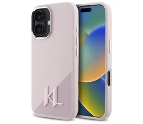 Karl Lagerfeld Silikon Shadow Metal Initial MagSafe pink / Rückseite / Silikon / Für Apple iPhone 16