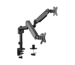 Schwarzer Monitor-Tischhalter für 2 Monitore (17-32 Zoll), Tragkraft 9 kg, höhenverstellbar, VESA 100x100, 360 ° Equip