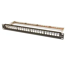 Lexi-net Modulares Patchpanel, 24 Ports, schwarz / Patchpanel / 19" / 1 HE / Kabelmanagementkamm