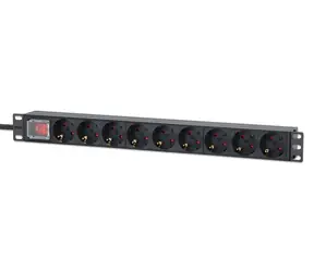 Intellinet Rack-Steckdosenleiste 9x / Steckdosenleiste / 1 HE / 16 A / 4000 W / 2 m Kabel