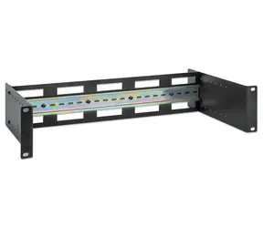 Intellinet DIN-Schienenhalterung 19" schwarz / Rack-Zubehör / 2 HE / Tiefe verstellbar / Tragfähigkeit 9 kg