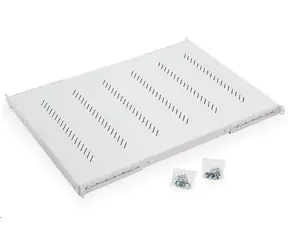 19" Triton Regal mit Perforation, grau / Regal / 1 HE / 650 mm / Tragfähigkeit 150 kg