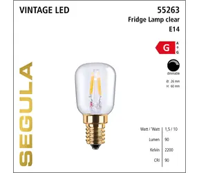 SEGULA LED-Kühlschranklampe klar 1,5 W (10 W) / E14 / 90 lm / 2200 K / dimmbar / G