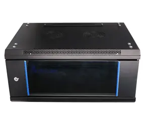 Extralink Wandrack 4 HE 600 x 450 mm schwarz / Rack / 19" / Glastür / passive Kühlung