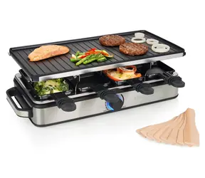 Princess 162645 Raclette 8 Grill Deluxe / Raclette-Grill / 8 Pfännchen / Drehteller 42x21cm