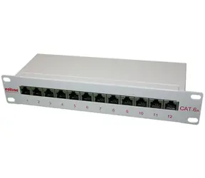 Roline Patchpanel mit 12 Ports, Cat6a / Patchpanel / RJ-45 / 19" / 1 HE