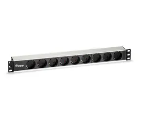 19" Equip schwarz/silber / Steckdosenleiste / 1 HE / 9x Schuko / 16 A / Aluminium