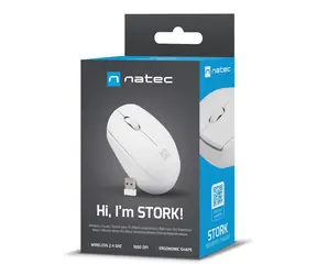 Natec Stork weiß / Maus / Optisch / Kabellos USB / 1600 DPI / 3 Tasten