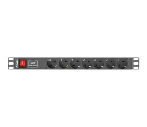 Lanberg PDU schwarz / Rack-Steckdosenleiste / 19" / 1 HE / 7x Schuko / 16 A / 2 m