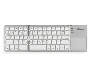 MediaRange MROS133 silber / Faltbare kabellose Tastatur / Touchpad / Bluetooth / 63 Tasten