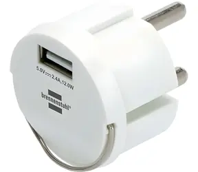 Brennenstuhl Schuko-Steckdoseneinsatz mit USB weiß / Steckdosenmodul / USB-Ausgang 2,4 A / IP44