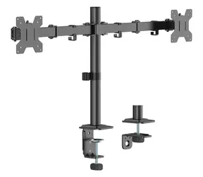 Schwarzer Equip -Tischhalter für zwei Monitore (17-32 Zoll, VESA 75-100 mm, Tragkraft 10 kg, 360°-Drehung)
