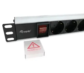 Equip 19" 8x Schuko / Steckdosenleiste / 1 HE / 8x Steckdosen / Schalter / 16 A / Kabel 1,8 m