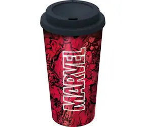 STOR Thermosbecher MARVEL Muster 520 ml / Thermosbecher mit Trinköffnung / Kunststoff