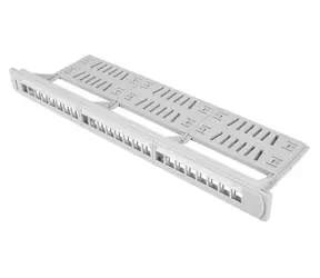 Lanberg Patchpanel für Keystone grau / Patchpanel / 24 Ports / 1 HE / 19" / unmontiert mit Organizer