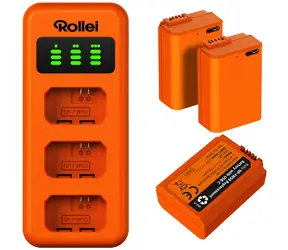 Rollei NP-FW50 / Ladeset / 3 Akkus und Ladegerät / Für Sony