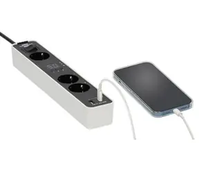 Brennenstuhl Ecolor weiß/schwarz / Mehrfachsteckdose / 3x Steckdose / USB-A + USB-C / Timer / Sicherheitsschalter